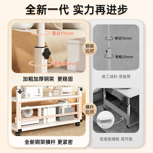 Yijiada Dormitory Bedside Table Movable Lift Office Workbench Bedroom Rental House Desk Laptop Desk Single Layer Figure 2 Details Wild Oak Color 58*28