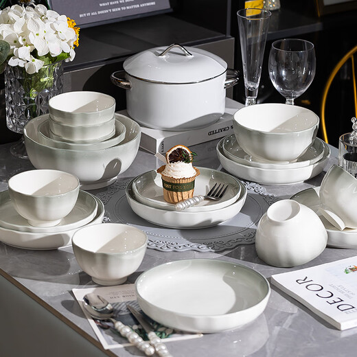 Power law underglaze color simple style bowls, plates, tableware, household tableware, complete set of bowls, dishes, dishes, chopsticks set, housewarming gift, soup bowl gift box, 6-person meal, 26-piece set