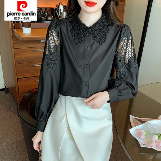 
Piercadian embroidered cotton shirt for women 2025 autumn new fashion embroidered white shirt loose versatile long-sleeved top CY9227 White L [Suggested 111-120Jin [Jin equals 0.5 kg]]