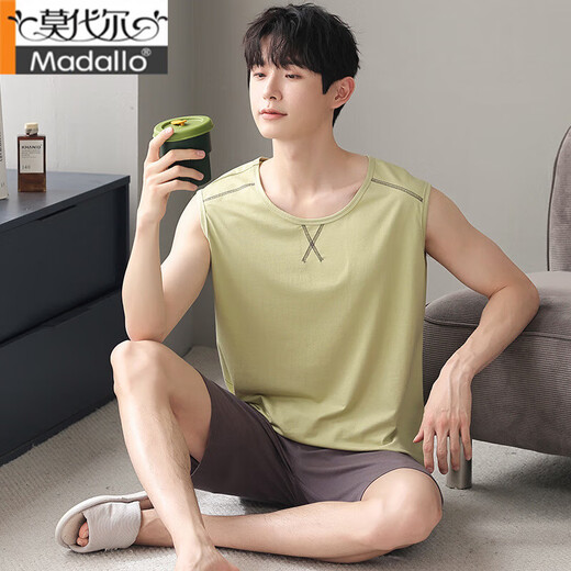 Modal men's pajamas summer sleeveless vest shorts thin cool ice silk casual home clothing set Sn9214 ​​XL men-