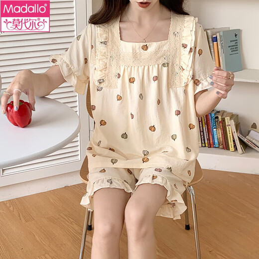 Pijama modal para mujeres en verano dulce algodón de manga corta de algodón corto traje de verano damas delgada internet ropa casera de primavera y estilo otoño 695 2xl [135-160Jin [Jin iguala 0.5 kg]]]