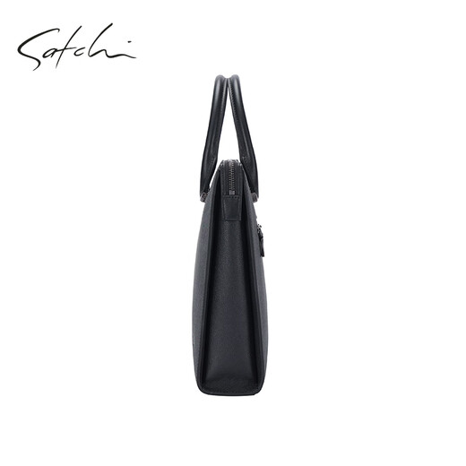 SATCHI briefcase business casual genuine leather multi-compartment styling simple first layer cowhide men's bag can hold 13-inch computer black 14-inch