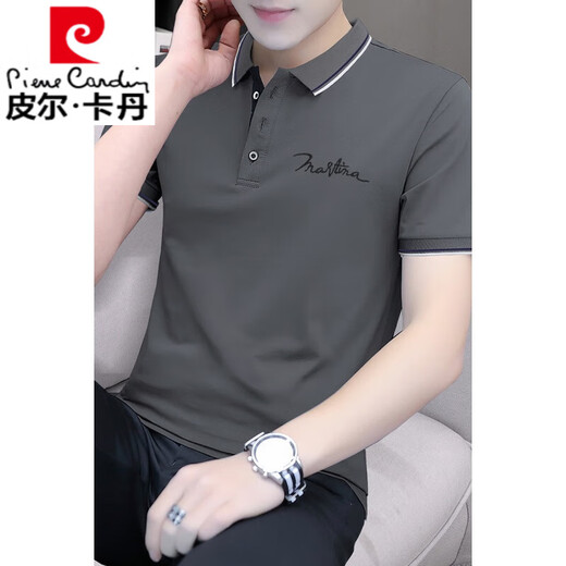 皮尔卡丹（pierre cardin）男士短袖翻领polo保罗衫棉商务休闲青年半袖t恤百搭带领子潮流 S5009黑色 2XL