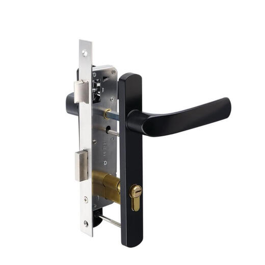 Ensemble de verrouillage de porte de pont cassé Clcey Clcey 92/85 Série Broken Bridge en aluminium Berrouille de porte swing verrouillage à un point de verrouillage à un point noir 85 Black 9230 Set Lock Set (185 trou Distance)