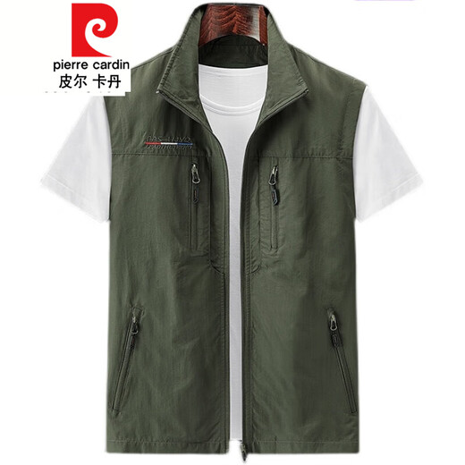Pierre Cardin Outdoor im Freien Schnelltrockner Weste Frühling, Sommer- und Herbst-Multi-Pocket-Arbeit Anzug Weste Horse Clip Großer Größe Casual Jacket Khaki L.