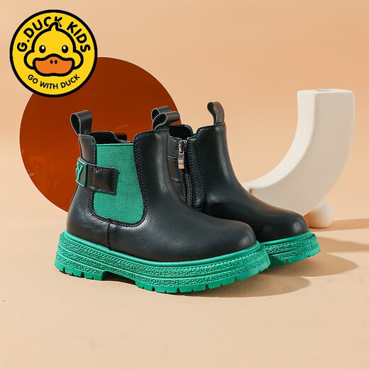 
G.DUCKKIDS girls' shoes children's Martin short boots 2025 spring and autumn new autumn children's baby black single boots leather boots fashion 551 blue 30 inner length 19cm