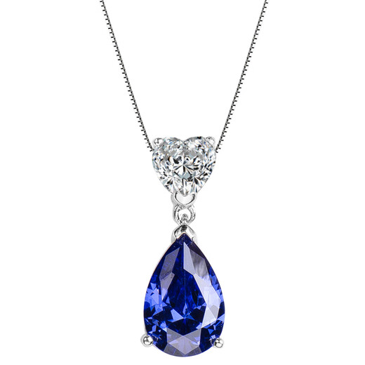 Olevo sapphire necklace 925 silver heart-shaped water drop gemstone necklace clavicle chain women's tanzanite sapphire pendant 925 sterling silver platinum-plated pendant free 925 silver necklace