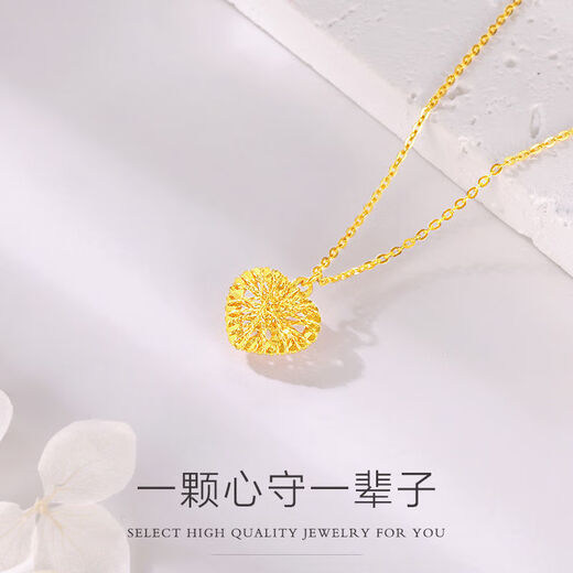 GRAYCEWODY Old Phoenix 999 gold pure gold heart-shaped necklace women's pendant romantic love set chain light luxury clavicle chain for women set chain old Phoenix gold store model