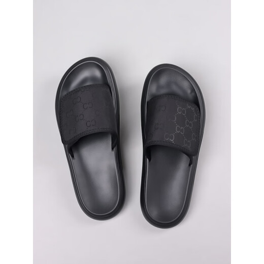 KLWP Slipper Herren Sommer 2025 Neue modische und vielseitige weiche Sohle Beachschuhe für Männer, die wasserdicht und abgenutzt sind und resistente Flip-Flops schwarz 6189 39
