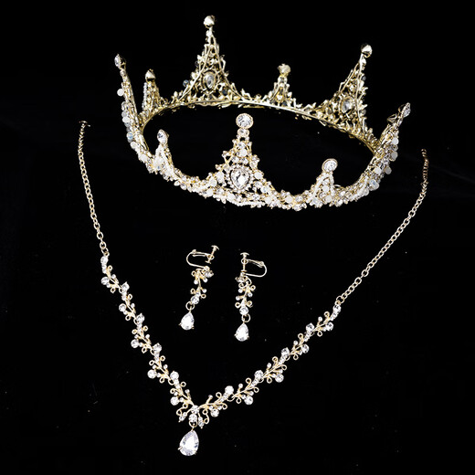 Shijun (shijun) cristal retro europeo y americano corona corona tiara novia atmosférica súper hada vestida de novia corona velo boda corona dorada caja de regalo rosa