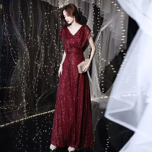 
Miaomiaoxi fishtail skirt evening dress for women high-end light luxury niche 2025 new toast suit banquet engagement host annual meeting champagne color L