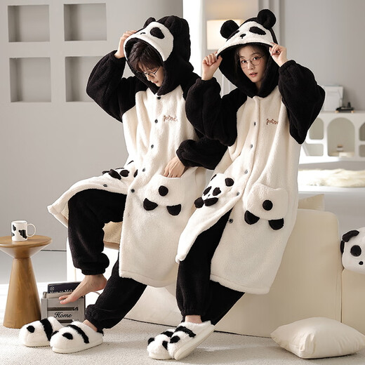 Pajamas de boda Fuxinkang se adapta a la pareja de recién casados ​​con el otoño e invierno camisón rojo de terciopelo de terciopelo de coral y mujeres festivas ropa de casa MJX-6191 L-mujer [alto 161-167-peso 100-120]