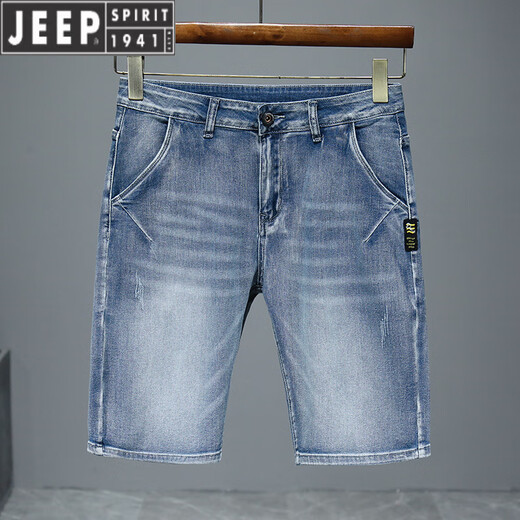 JEEP SPIRIT2024新款夏季薄款牛仔短裤男五分宽松直筒中裤休闲百搭弹力马裤 671蓝灰+671黑色 32 (2 尺5)