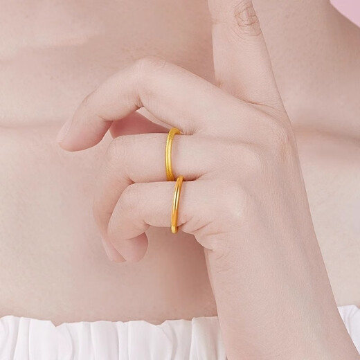 CAMPUSKINGLY Old Phoenix 24K pure gold 999 ancient method ring Sansheng III ring for men and women as a couple gift for girls 0.99g of the same style No. 7 ring (90-100 Jin Jin is equal to about 0.5 kg)