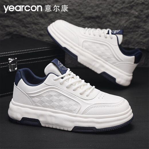 Zapatos para hombres Yierkang 2025 Spring informal y versátiles de altura que mejora los zapatos blancos de los hombres y cómodos zapatos de mesa para hombres zapatos deportivos 4839 blanco y azul 39 (245 mm)