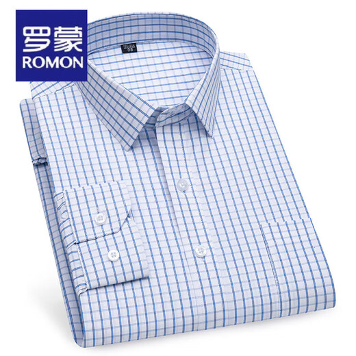 罗蒙（ROMON）条纹百搭中青年职业通勤长袖衬衫春秋季新款日常休闲商务男士衬衣 6627 45 适合195-210斤