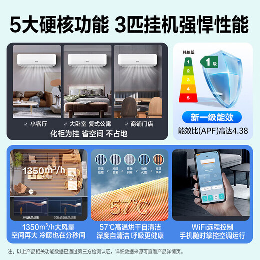 Hisense (Hisense) air conditioner 3-horse hanger, easy to save electricity, AI, power saving, air volume ceiling, new level energy efficiency variable frequency cooling and cooling air conditioner hanger, KFR-72GW/K210D-A1(G) Government subsidy