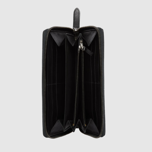 Gucci Gucci GG Emblem -Serie Voller Reißverschluss Brieftasche [neu] Schwarze Einzelgröße