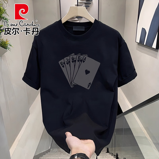 T-shirt à manches courtes Pierre Cardin American pour hommes 2025 Été Nouveau T-shirt à manches mi-manches en vrac et polyvalent.