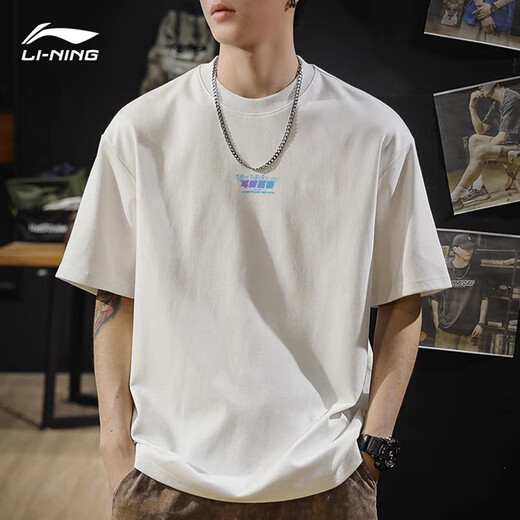 Футболка с короткими рукавами Li Ning для мужчин и женщин Осень 2025 г. Новый полупрокани из чистого хлопка.