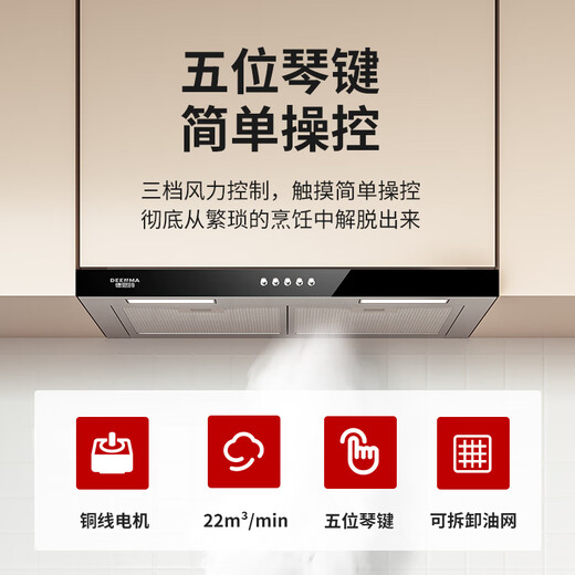 德恩玛小型油烟机单灶抽油烟机欧式嵌入式迷你吸油烟机小尺寸大吸力厨房小户型商用公寓式顶吸式抽烟机 【自行安装】700mm【小户型专供】铜线电机+双网 【商用专供】