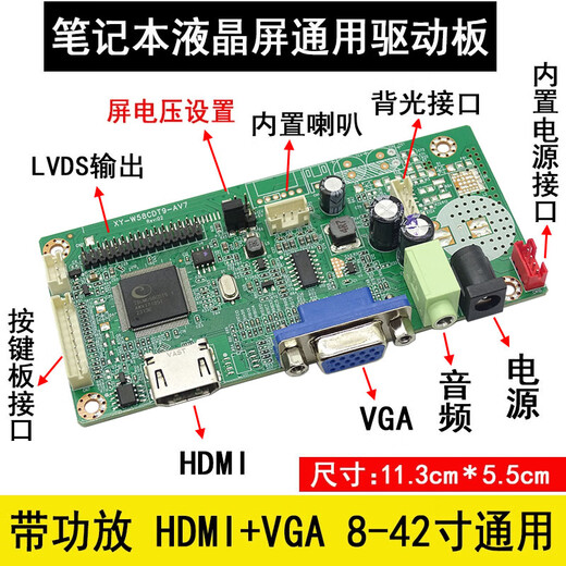 58C notebook LCD screen modified high-definition HDMI display VGA driver board modification kit with sound function X1 model TYPEC motherboard kit + (full set of accessories)
