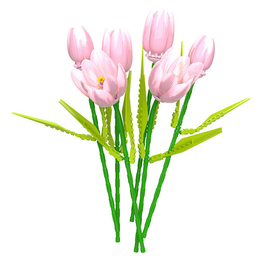 Le High Plant Log Serie Tulip Bausteine ​​Blumenbaugruppe Spielzeug simulierte Blumenschmuck Mädchen Geschenk JK2679 Sunny Holiday [exquisite Farbbox]