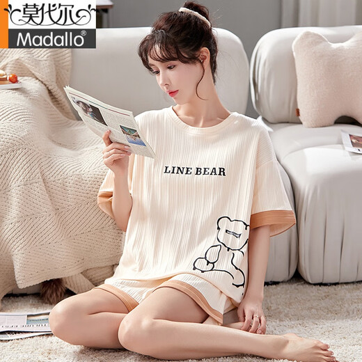 Modal pajamas for women in summer pure cotton cute thin student shorts for spring and autumn two-piece suit for outdoor wear GXT6630 L (recommended 95-115Jin [Jin equals 0.5 kg])
