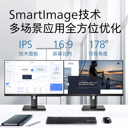 飞利浦（PHILIPS）23.8英寸2K 100hz家用办公显示屏IPS屏HDR低蓝光护眼旋转升降设计电脑显示器 245S9RB 245S9RB(2K 100hz 升降旋转)