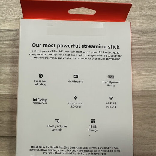 亚马逊2023款fire tv stick 4K max 16G二代奈飞电视盒子网络盒子机顶盒 2023款4K MAX，2＋16G 全新代激活指导 现货(拆封不退)