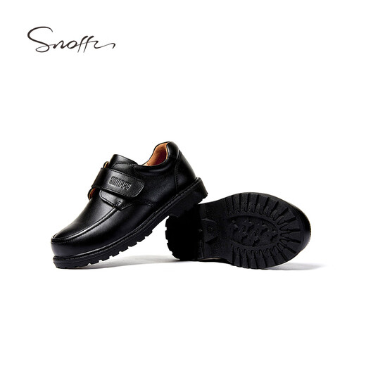 Snuffy boys' leather shoes spring new style children's style soft sole performance black leather shoes college black 27 recommended foot length 16.3cm
