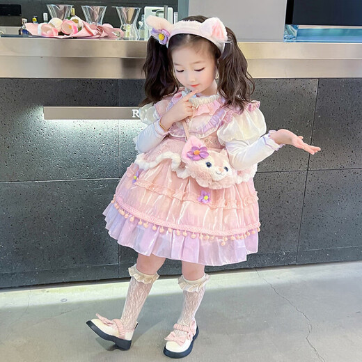 G.DUCKKIDS小黄鸭童装玲娜贝尔公主裙夏季女童连衣裙洋气洛丽塔宝宝生日裙子 6623春秋款 裙子+打底 100 尺码2~3岁【 90-100cm】