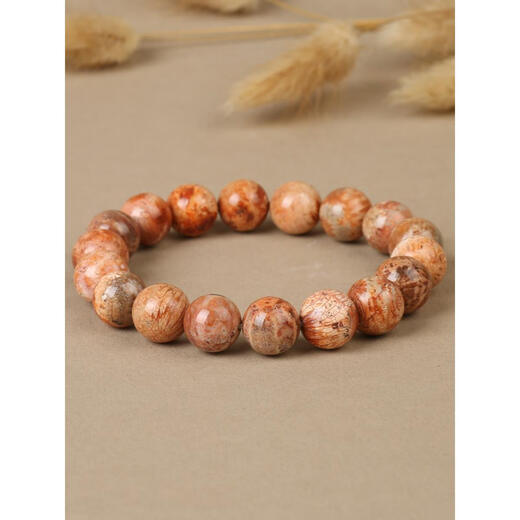 Ancient natural raw stone coral jade bracelet for men and women jelly ice chrysanthemum stone lemon pattern Buddhist beads rosary crystal bracelet beads 10mm