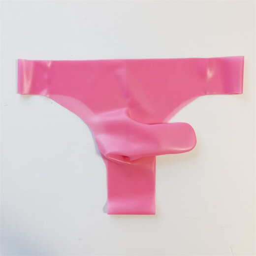 Rubber bullet separated seamless latex leather underwear JJ belt set men's sexy mid-low waist sexy thong, transparent black, 95-110 cm waist