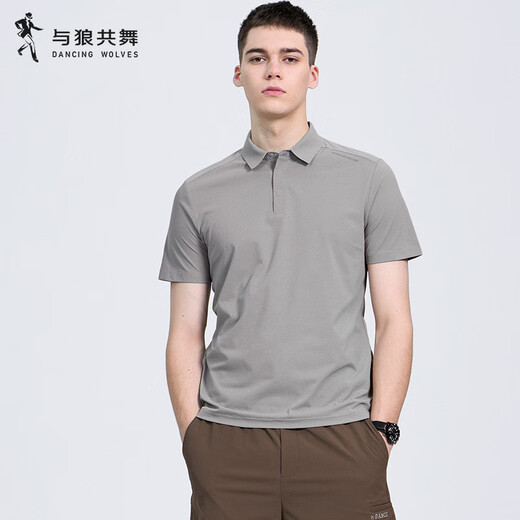 与狼共舞【速干】翻领短袖T恤男2025夏季新款男装商务休闲防晒POLO衫6012 卡其701 L (175)