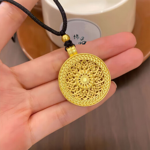 GRAYCEWODY Old Phoenix 999 gold gold-plated silver new auspicious eight-treasure compass necklace pendant diamond wool chain small fragrance rotating model eight-treasure compass with diamonds (single pendant