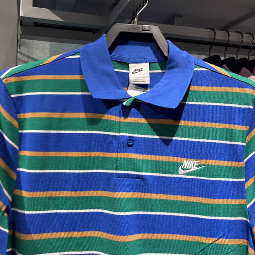 耐克（NIKE）T恤男装 2025春夏男子短袖翻领POLO衫透气休闲网球白色纯棉短袖男 FN3897-480 蓝色条纹 S