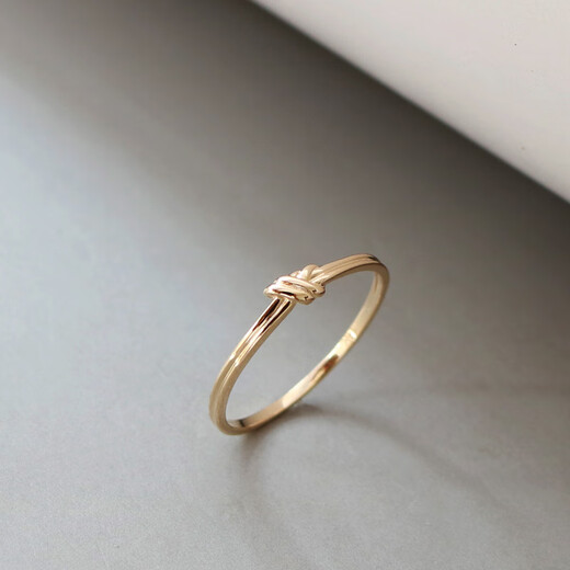 Mu Qian Korea imported pure 14K gold ring for women simple plain gold good luck knot K gold versatile ring jewelry gift ready stock ring No. 16