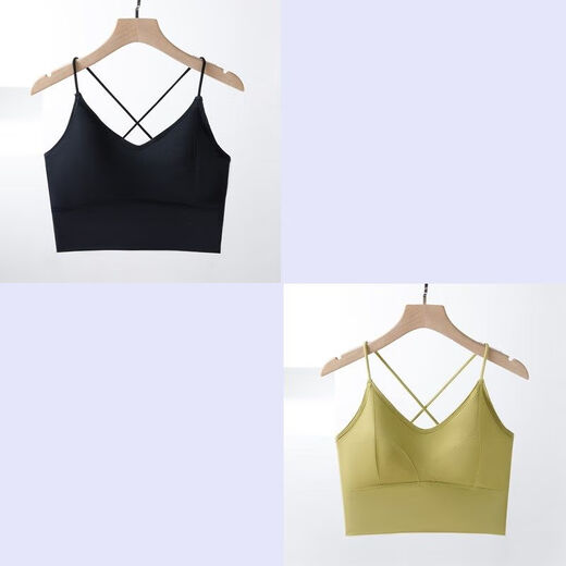 古今（GUJIN）细肩带美背小胸显大内衣防走光聚拢一体式无钢圈抹胸吊带背心打底 8829 黑色++果绿色 L  105-125斤内中厚1.8厘米