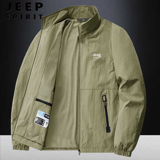 Jeep Spirit2025 Neue Frühlings- und Herbst-Herren-Gelegenheitsjacke mit mittleren und jungen Stehkragen Jacke Lose großer Jugend-Top schwarz 2xl