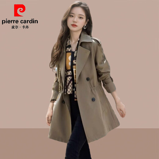 皮尔卡丹（pierre cardin）风衣女士中长款小个子英伦风大衣外套时尚洋气2025春秋季女装新款 卡其色 L (建议100斤-115斤)