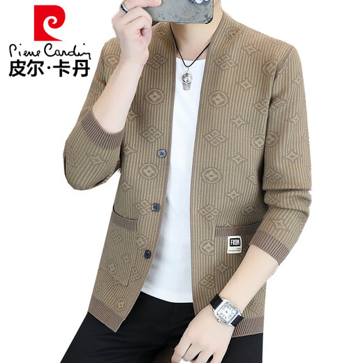 Pierre Cardin Strickjacke Pullover Männer Mode gestrickte Jacke Männer neue Mode Wollgestricke Pullover Top Männer Khaki M.