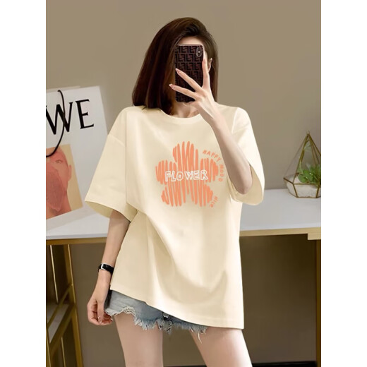 Con la versión coreana pura de la camiseta de algodón puro de algodón puro de algodón puro para mujeres 2025 Nuevo verano de gran tamaño de hombro delgado a media manga tostada 1049# gris oscuro [algodón puro] XL [recomendado 135-155Jin [Jin equivale a 0.5 kg]]]