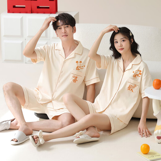 Fuxinkang-Paar Pyjamas Frühlings- und Sommer Pure Cotton Shorts Shorts Cartoon lässige losen Männern und Frauenheimkleidung können außerhalb von Anzug MZZ-6210 m-Frauen [Höhe 150-160-Gewicht 80-100] getragen werden.