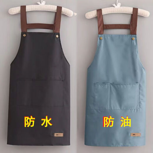 防水围裙牛津布厨房餐厅防油工作服男女耐用最好两个都给我一下，我好画进去【1047人好评】围裙防水防油 背带皮标防水米白