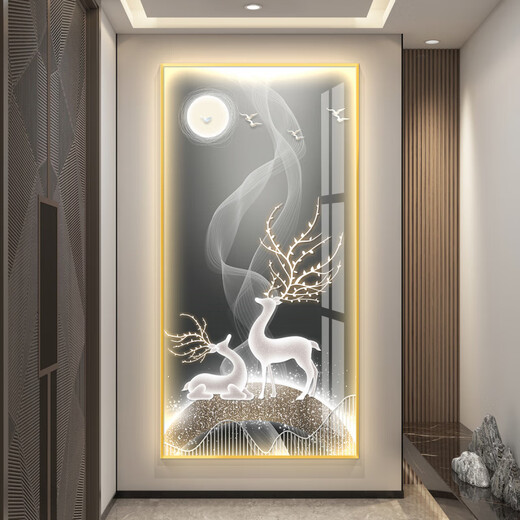轻奢led带灯入户玄关装饰画简约现代挂画壁画走廊过道感大气 KX-3271 60*120