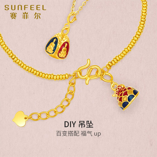 Saphire 18K gold pendant for women, national fashion koi seal pendant, DIY pendant for birthday gift, Erawan Buddha scale pendant - chain not included