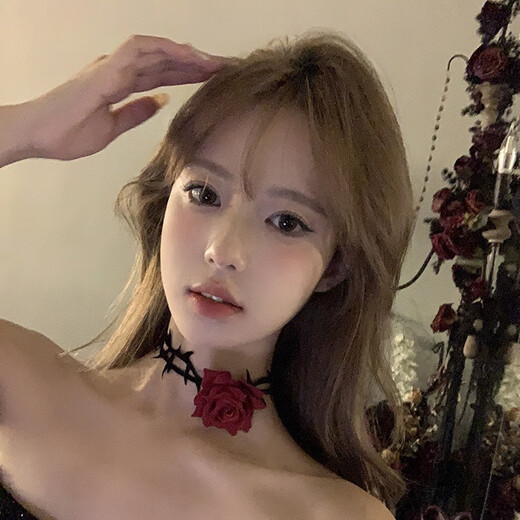 Oein thorn rose choker neck women's choker neck red flower chain clavicle chain flower necklace women's dress accessories red choker