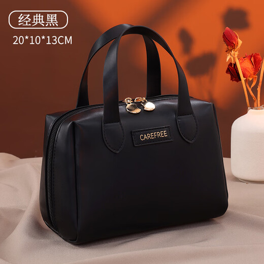 Yinuo Cosmetic Storage Bag Exquisite Portable Cosmetic Bag Large Capacity PU High-end Travel Portable Cosmetic Toilet Bag for Women 20*10*13cm Light Luxury Small Handbag-Rose Pink Thickened 1