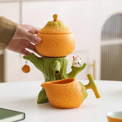 Bowei (BW) Good Luck Automatic Tea Set for Lazy People Making Tea and Anti-scalding Kung Fu Set for Housewarming and Moving Gifts 9 Packs